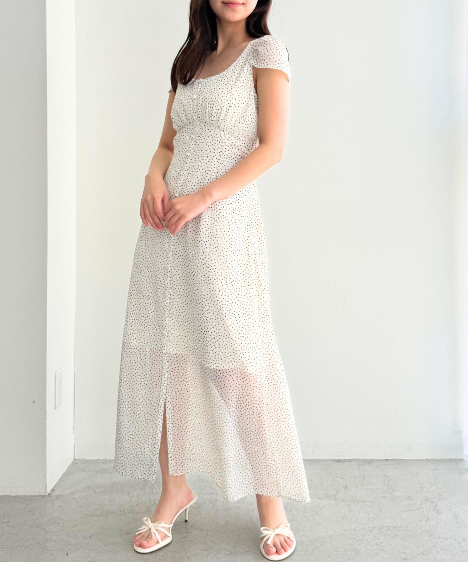 シフォンドットロングワンピース