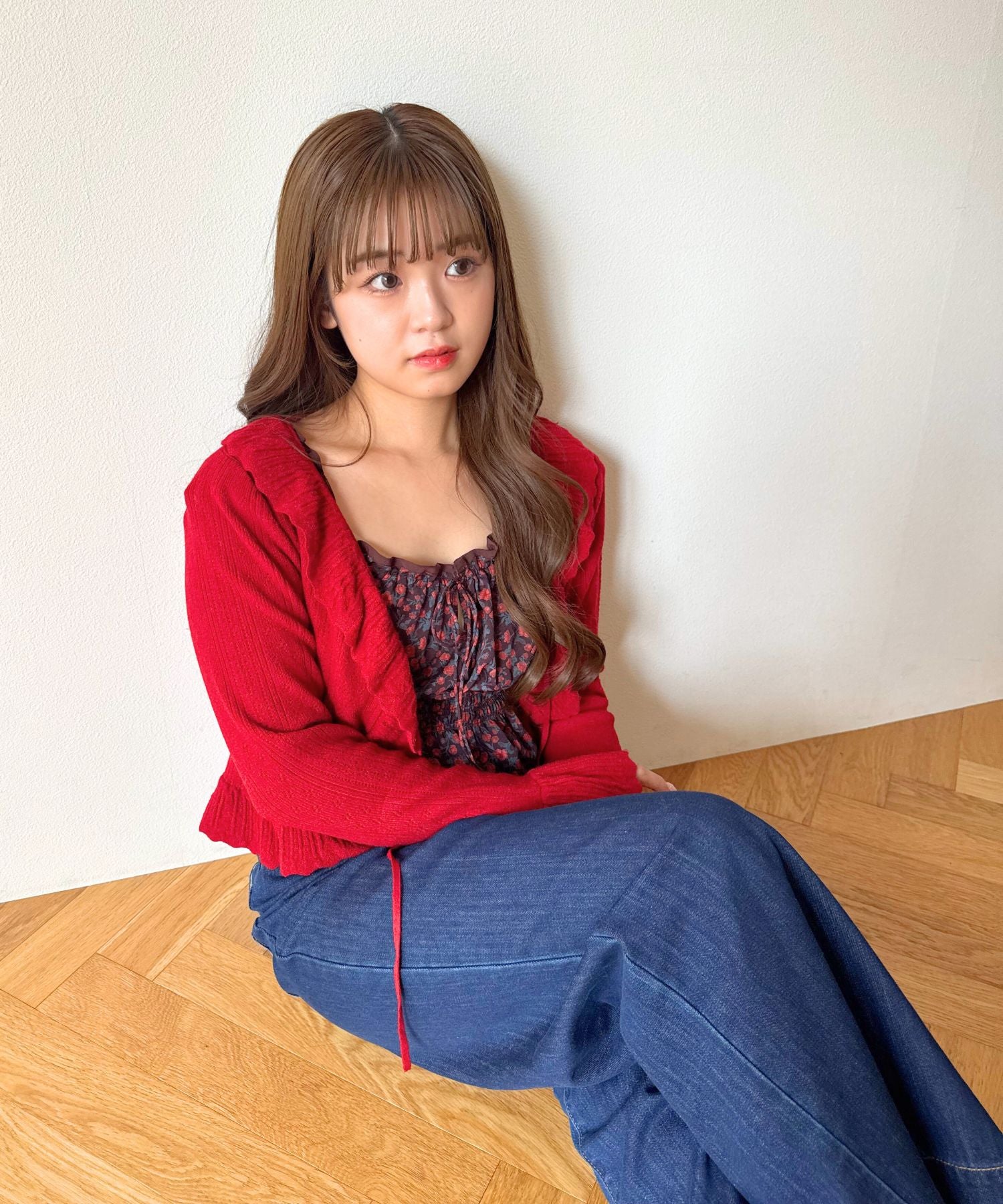 アイレットフリルニットカーディガン