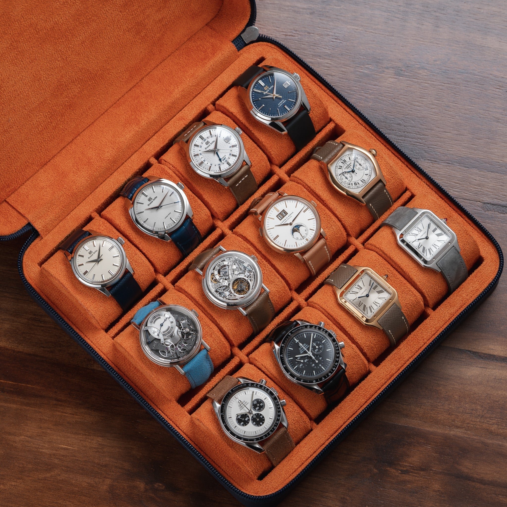 Zip Box (Twelve) - Navy/Orange - Watch Storage Case | Delugs