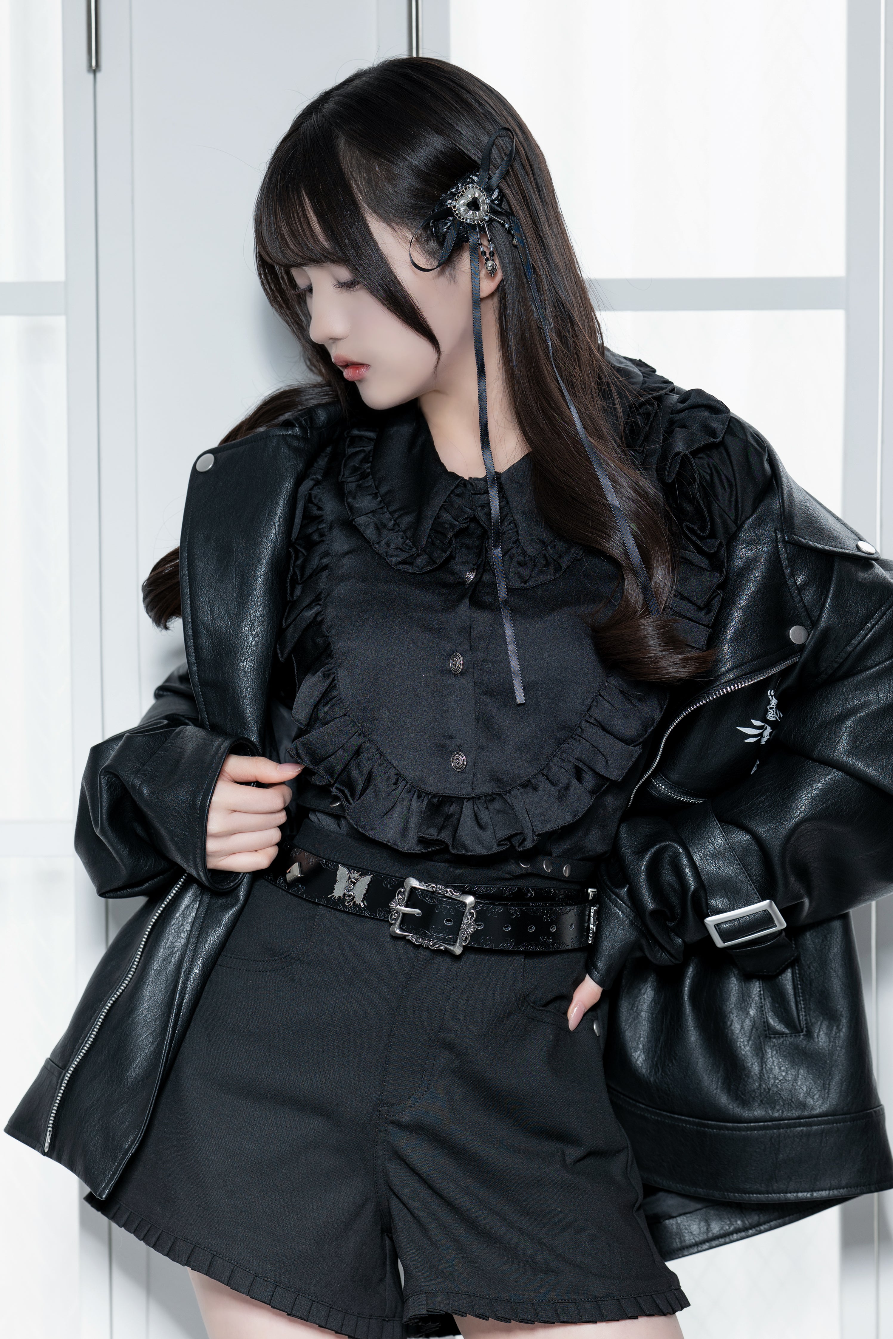 gibous×dependoll butterfly snake studs belt