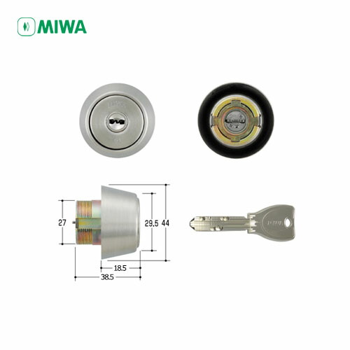 美和ロック PRシリンダー BHタイプ 扉厚42-49mm ステンレスヘヤー