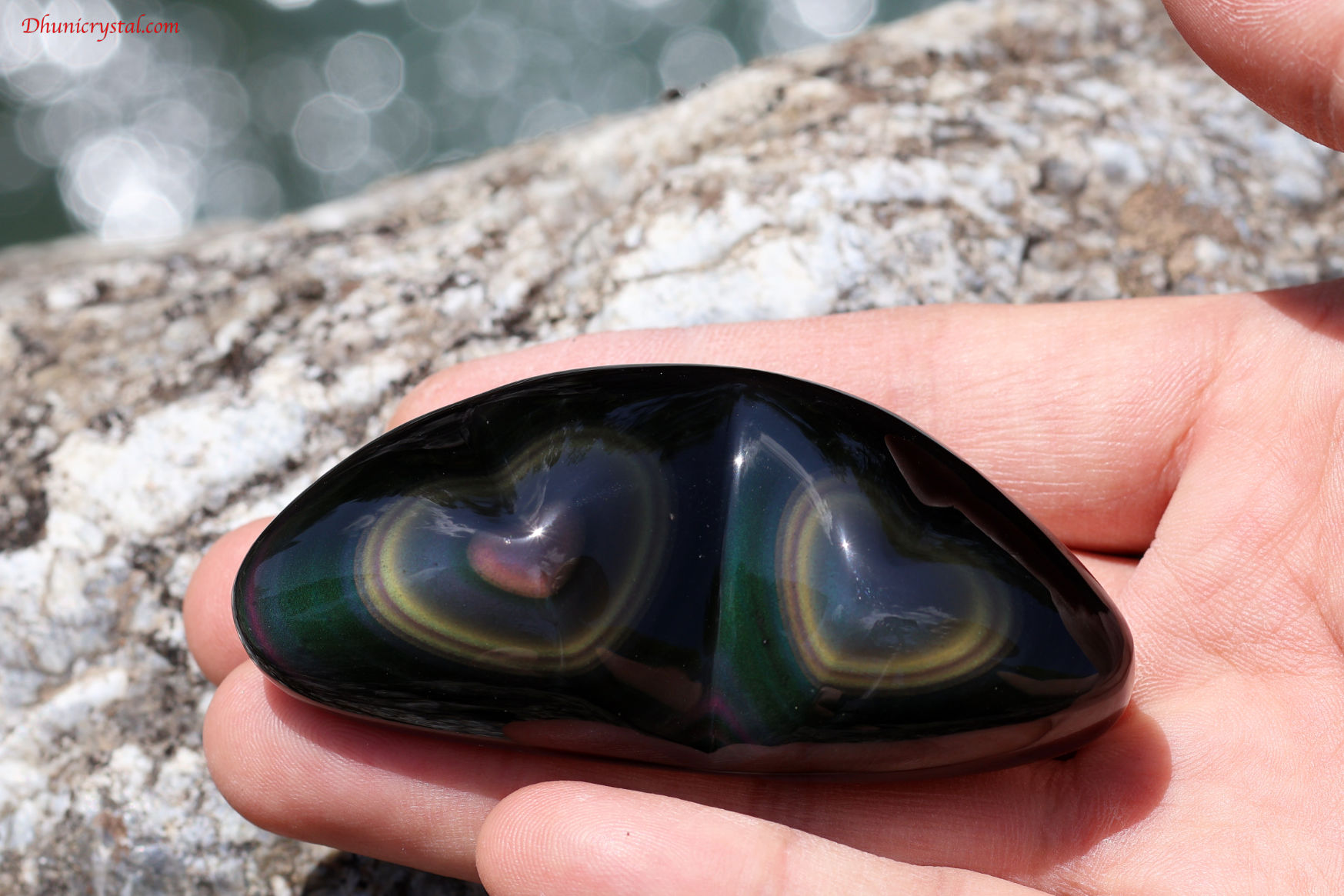 レインボーオブシディアン/ダブルハート(A535)