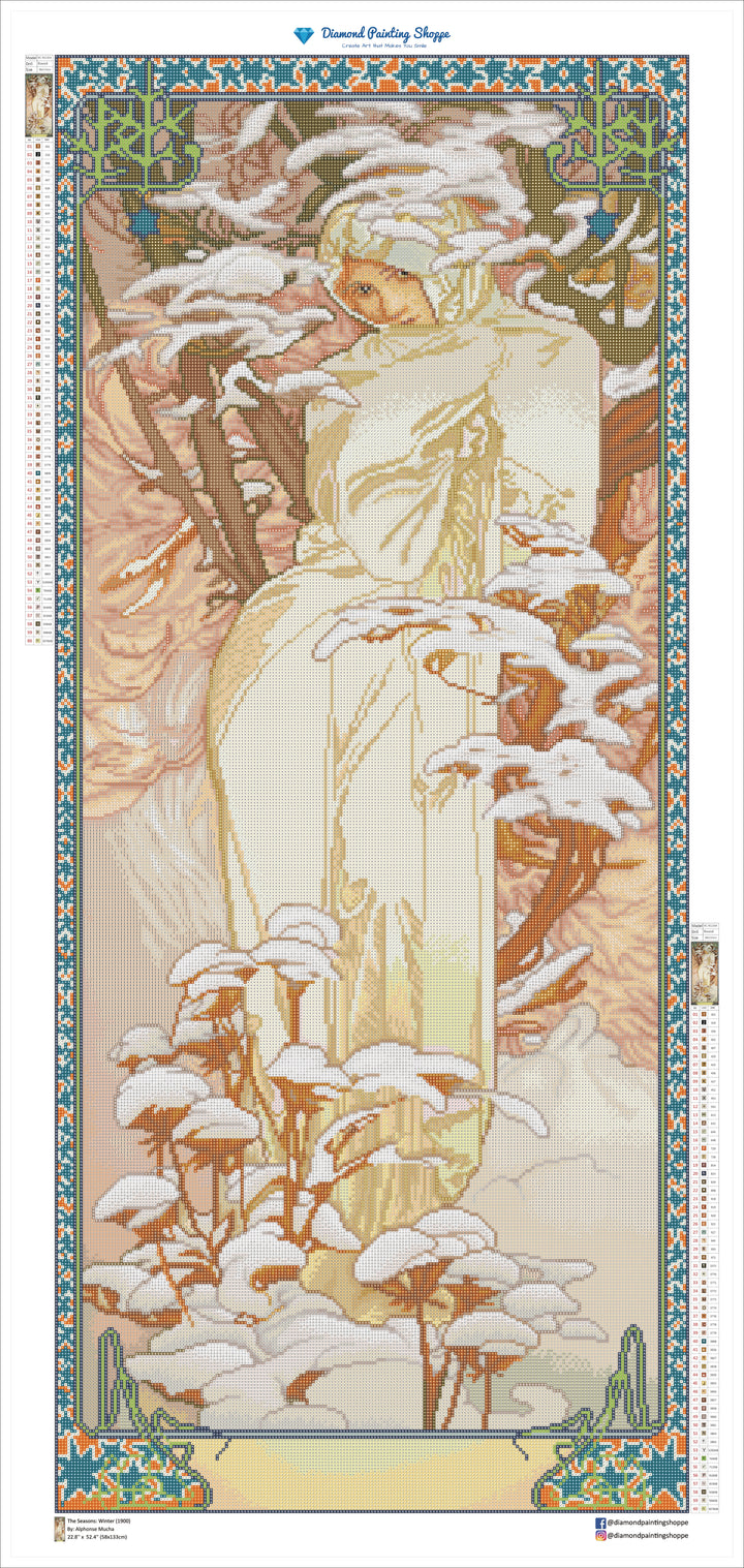 Winter (1900) - The Seasons By Alphonse Mucha | Diamond Painting
