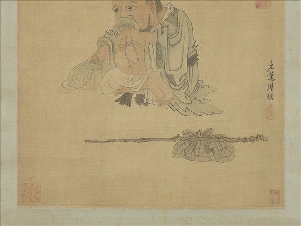 明陳洪綬布袋和尚像軸- 故宮