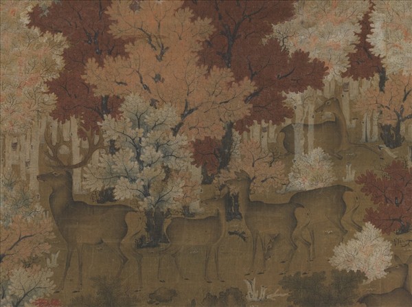 五代人丹楓呦鹿軸- 故宮