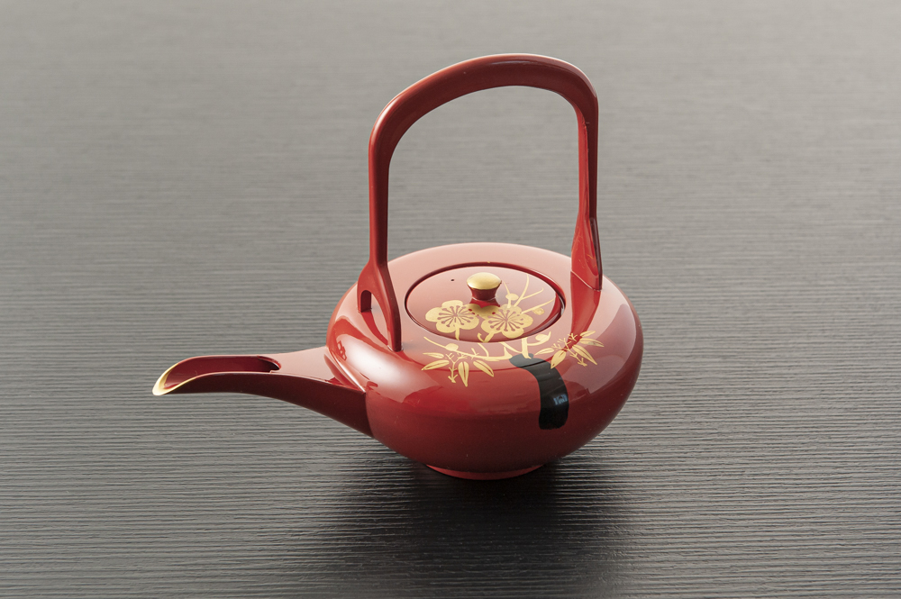 レンタル】屠蘇器セット（洗朱） 松竹梅【会津漆器】 39cm <br><br>No