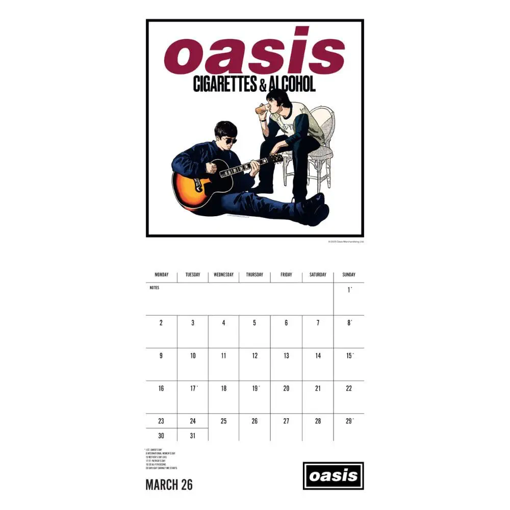 OASIS 2026 OFFICIAL CALENDAR/OASIS/オアシス｜ROCK / POPS / INDIE