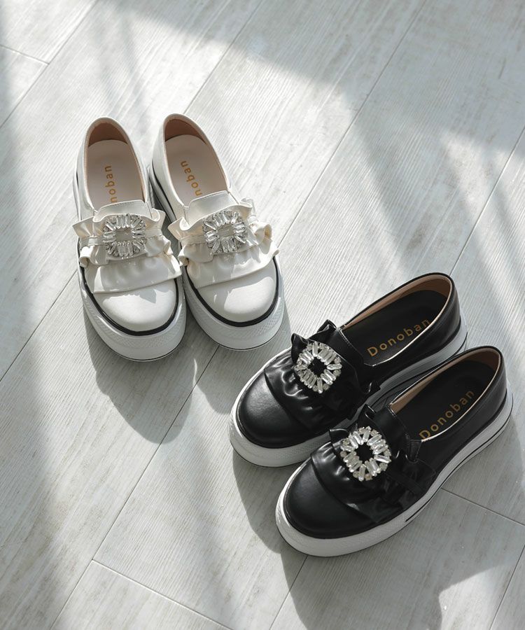 ベロアパールリボンローファー[C]