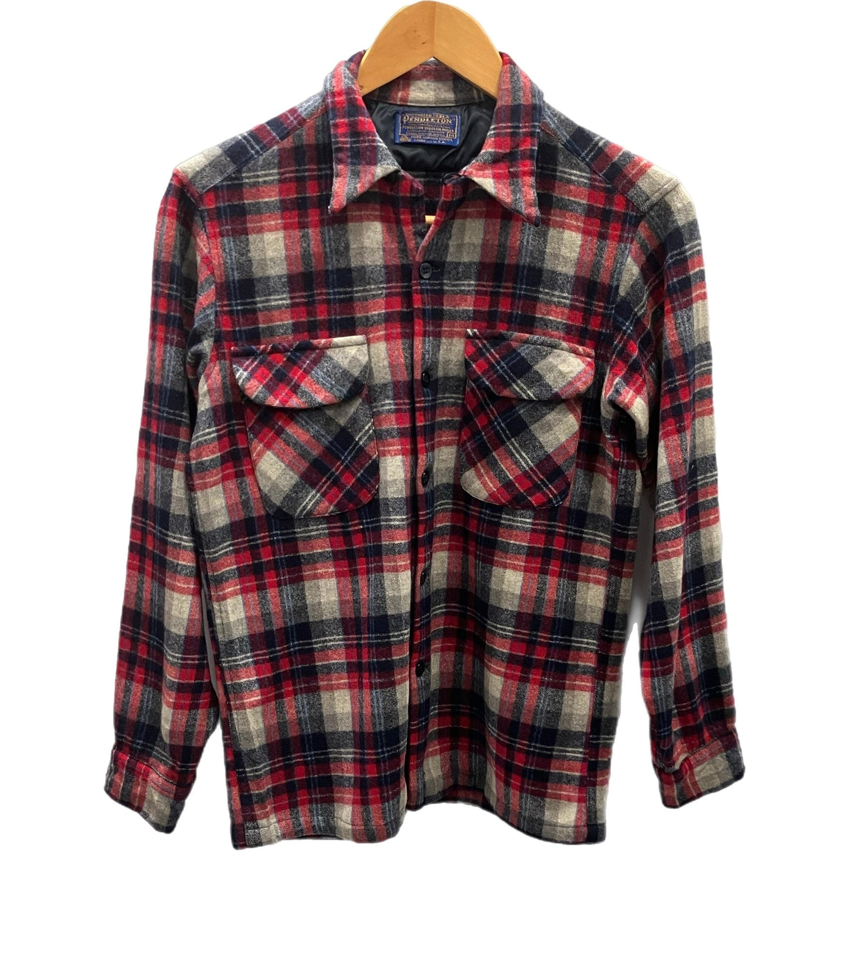 ペンドルトン 70s レッド 単色 オープンカラー ボックス ボードシャツ