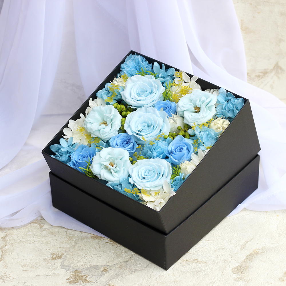 BOXフラワー 秘密の花園(ブルー) /プリザーブドフラワー