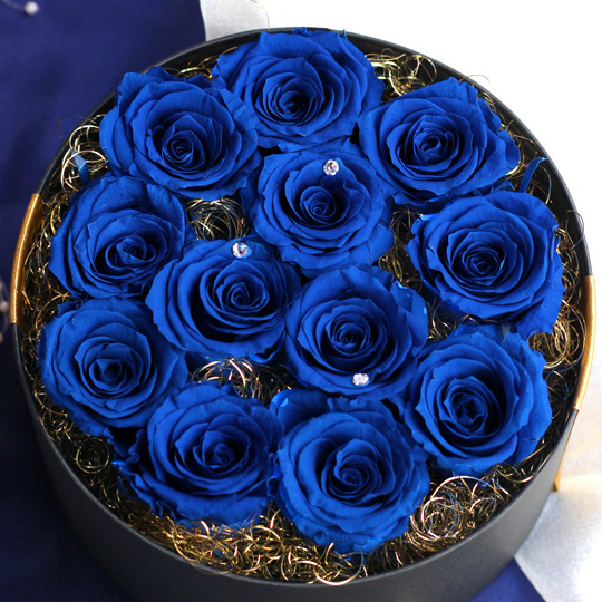 12輪の青バラ サプライズBOX 告白(ブルー)/プリザーブドフラワー【送料