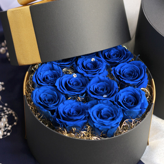 12輪の青バラ サプライズBOX 告白(ブルー)/プリザーブドフラワー【送料