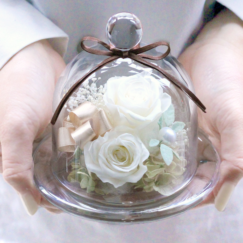 ガラスドーム-フィオーレ-(オレンジ) /プリザーブドフラワー