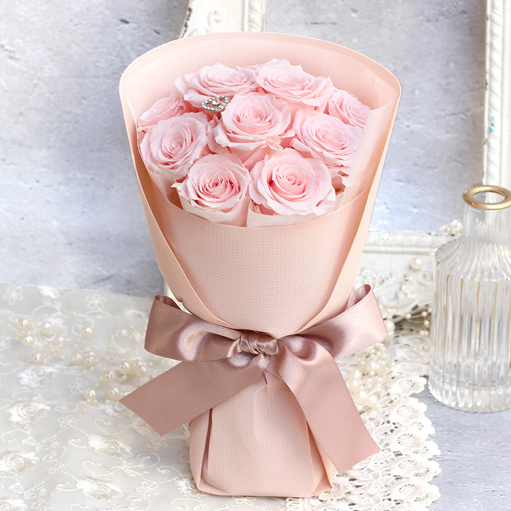 ワンホンツイードブーケ (ビアンカ)-12本のバラ花束- /プリザーブド