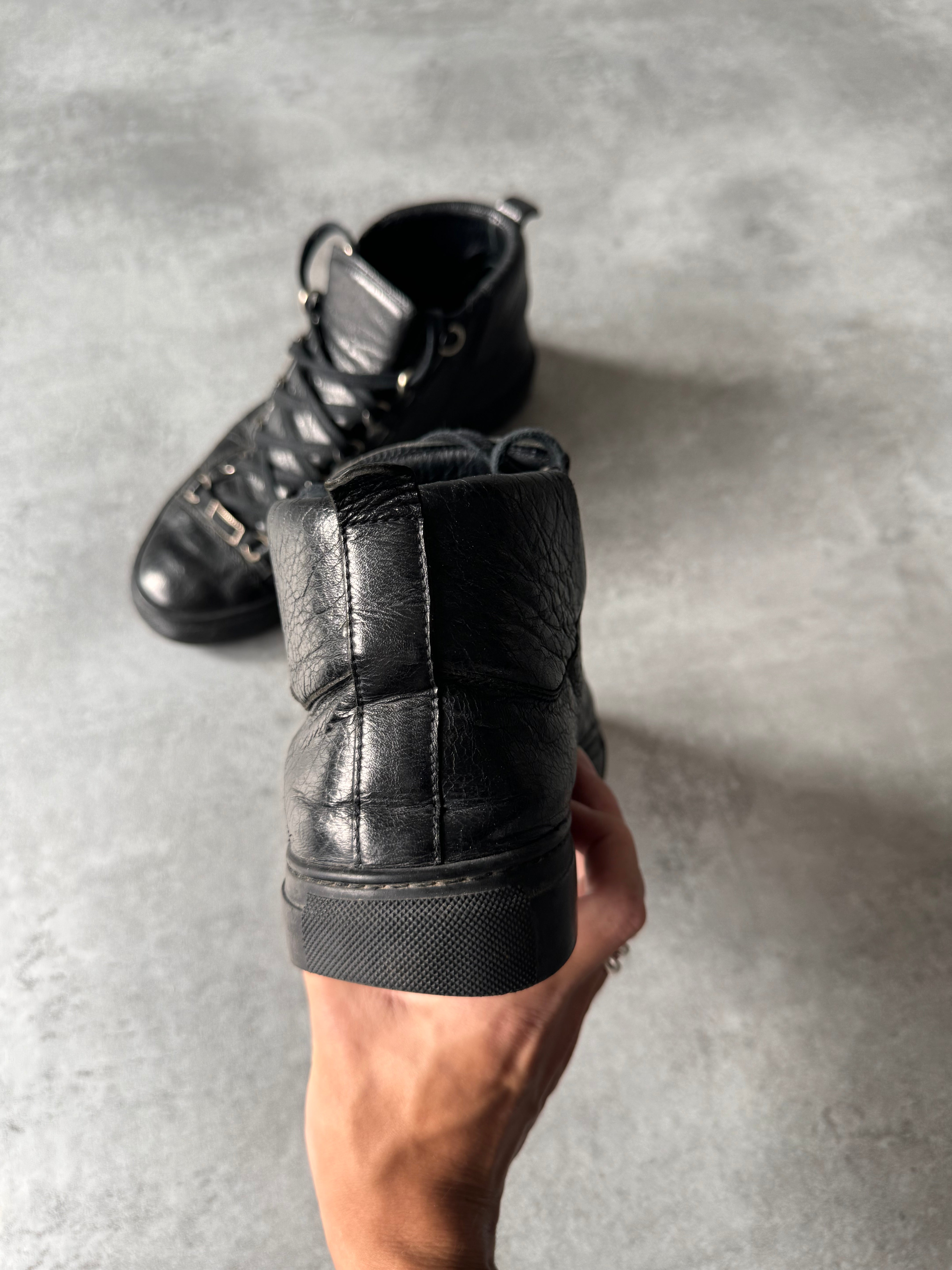 Balenciaga Arena High Black Cracked Leather Sneakers – Dolce Vita Hub