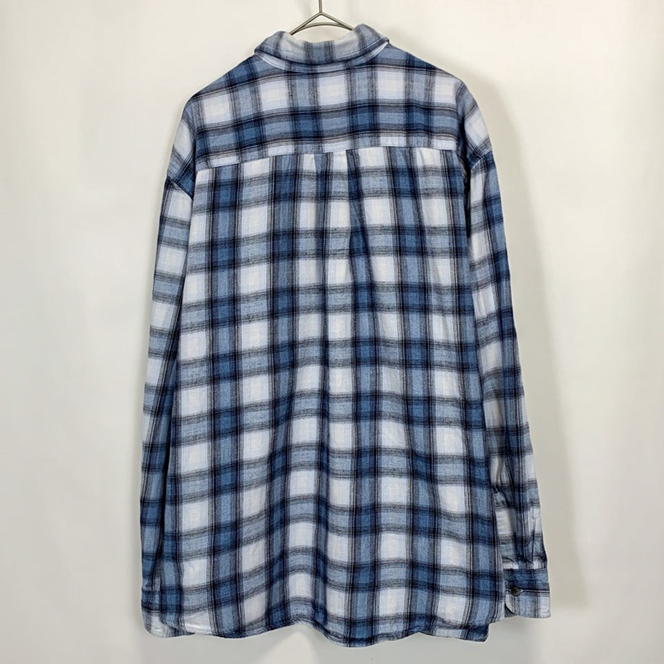 ST.JOHN'S BAY ブルー ボタンダウン オンブレチェック フランネル