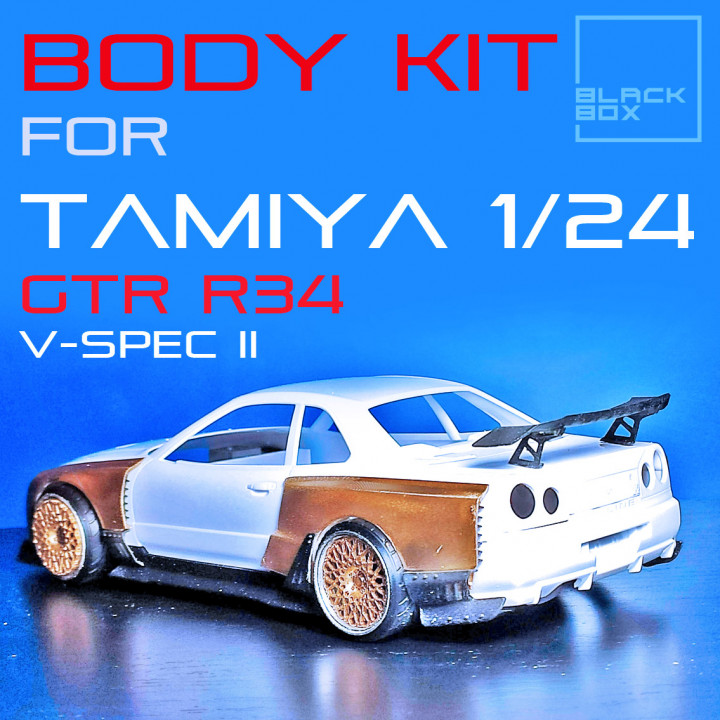 3D Printable GTR R34 VspecII BODYKIT For Tamiya 1/24 by black-box