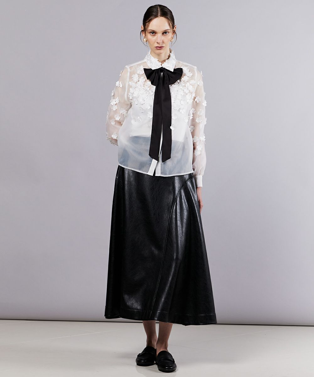 Sov. / オーガンジーフラワーボウタイシャツ TOPS Night STORE