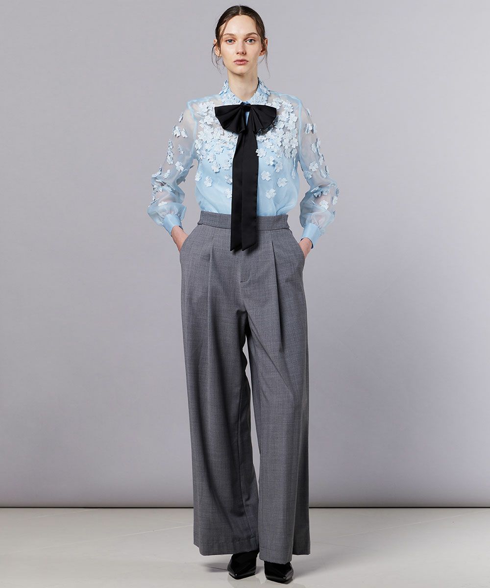 Sov. / オーガンジーフラワーボウタイシャツ TOPS Night STORE