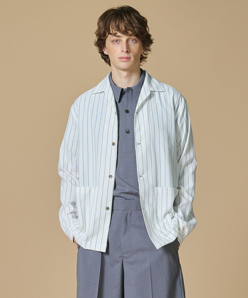 D/him プリペラドビーストライプシャツジャケット JACKETS Night STORE