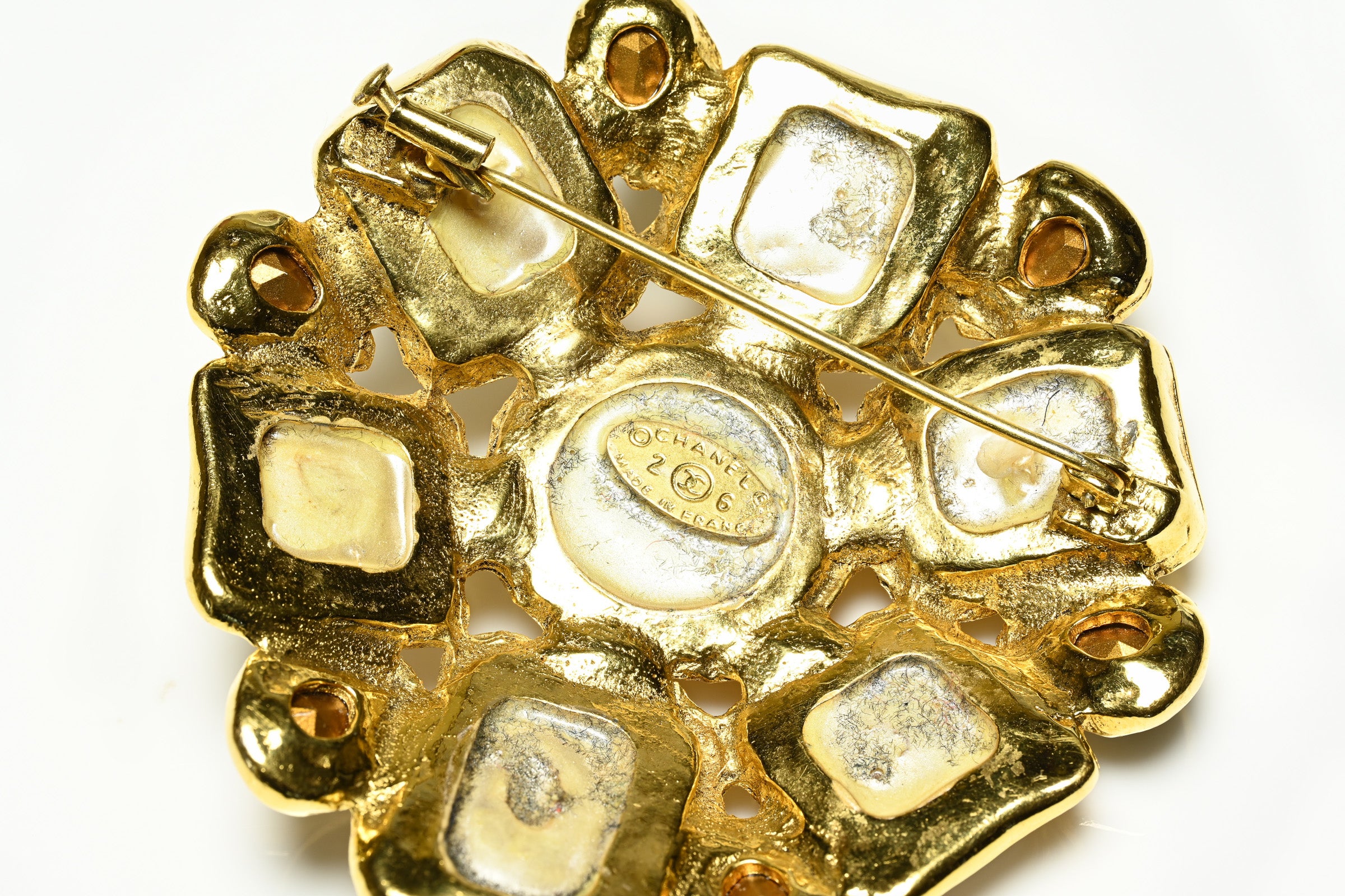 Vintage Chanel Collection 26 Pearl Blue Crystal Large Camellia Flower