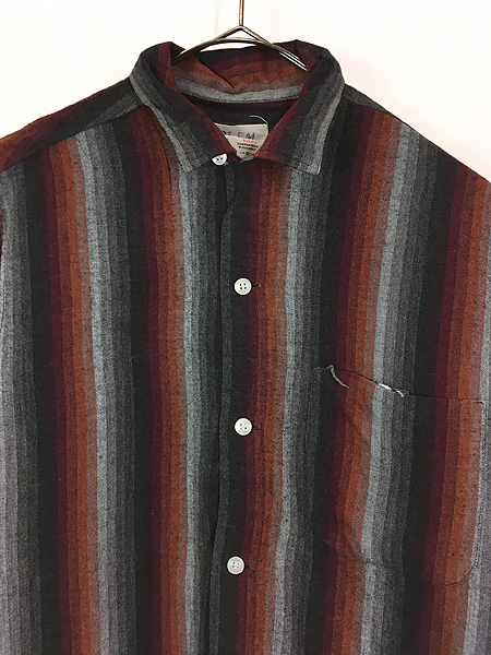 古着 60s N+N 好配色 オンブレ シャドー ストライプ 開襟 ボックス