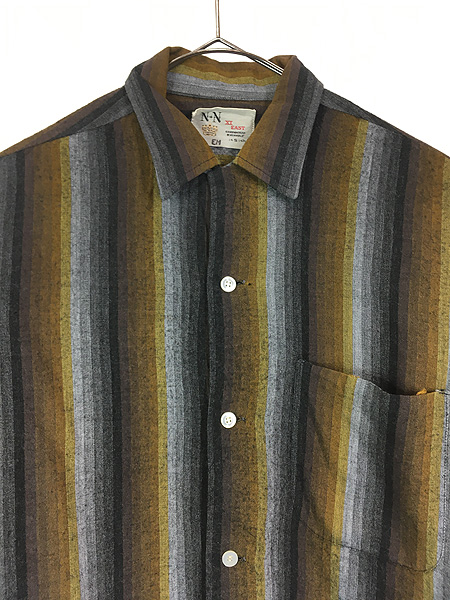 古着 60s N+N 好配色 オンブレ シャドー ストライプ 開襟 ボックス