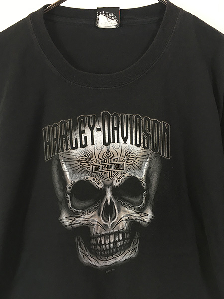 古着 10s HARLEY DAVIDSON スカル 長袖 Tシャツ ロンT XL 古着 - 古着