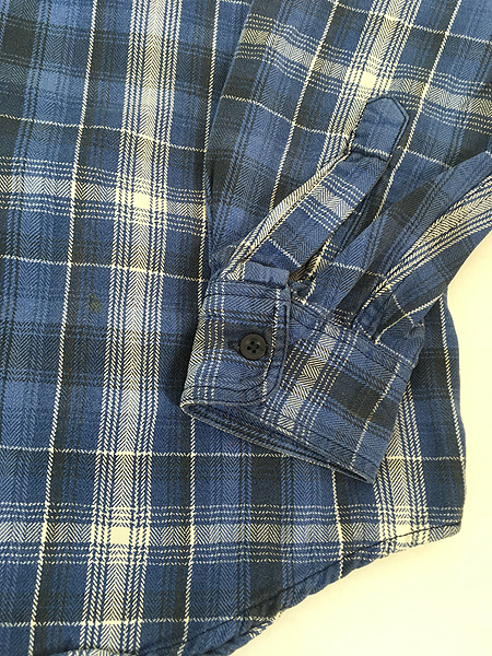 古着 90s GAP ブルー チェック ヘビー フランネル シャツ ヘビネル XL