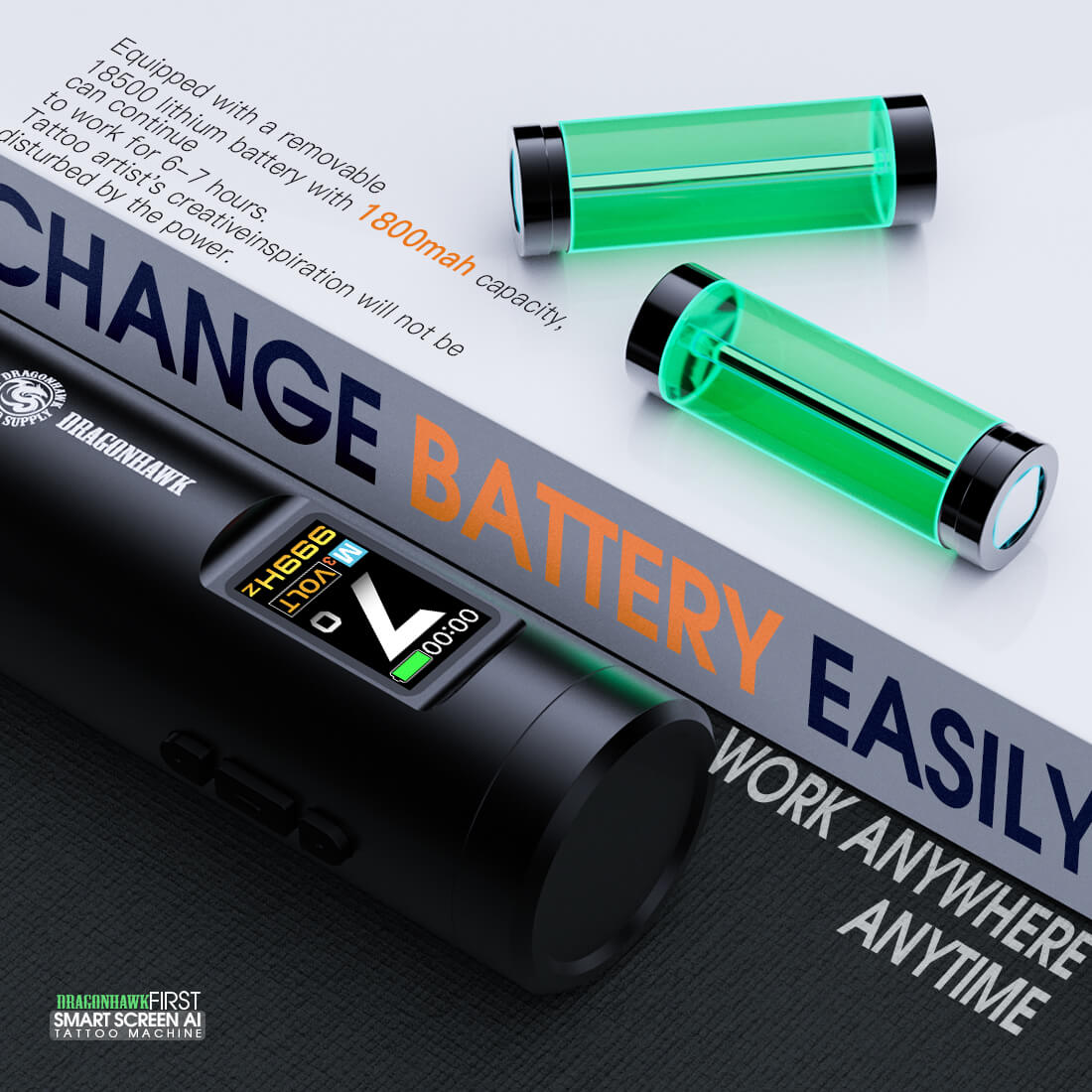 Tattoo Kit | Dragonhawk X7 Rotary Tattoo Machine Wireless