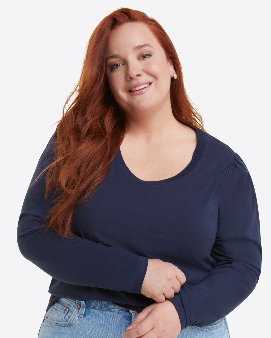 Long-Sleeve Easy Knit Top in Navy – Draper James