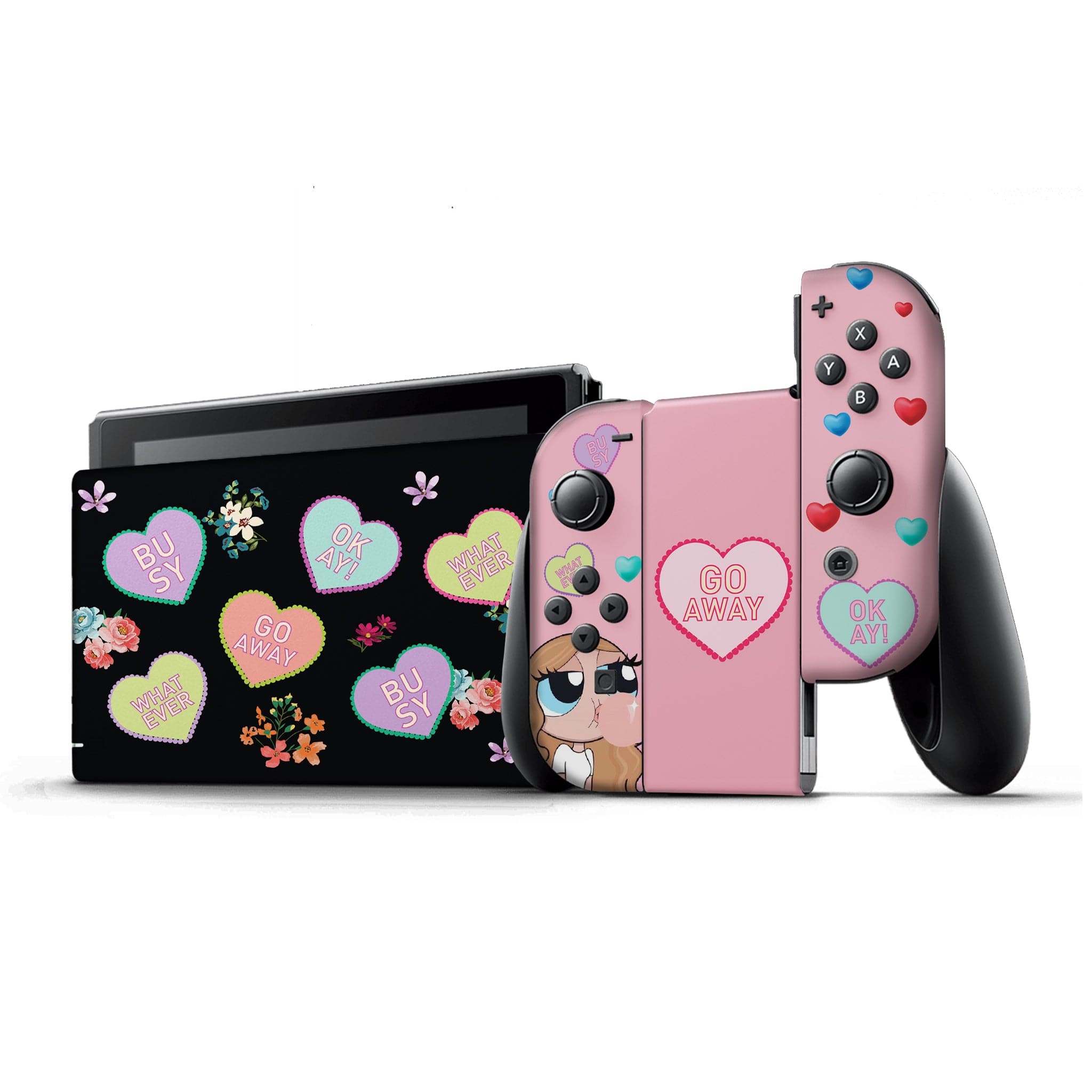 Busy Girl Hydrodipped Nintendo Switch Console Full Set: Nintendo Switc