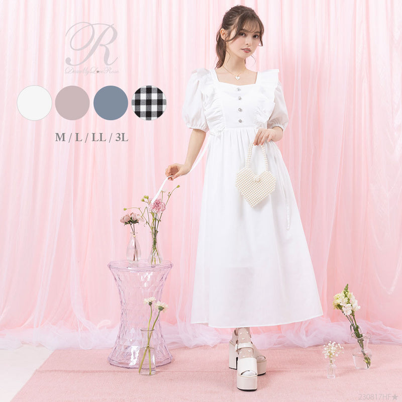 ナローリボンショルダーフリルワンピース – レディースファッション