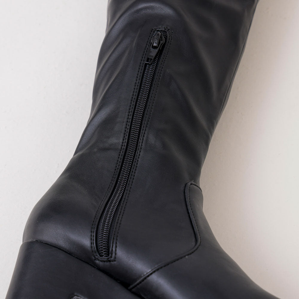 ストレッチフィット厚底美脚ニーハイブーツ【大きいサイズ有