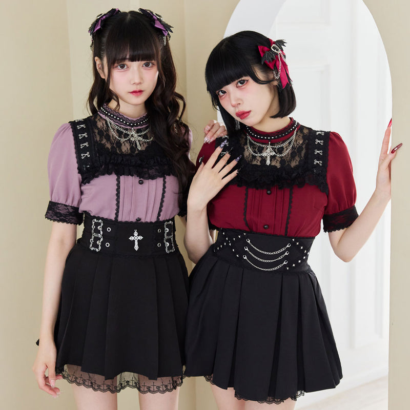 十字架チェーンチョーカーレースブラウス – レディースファッション