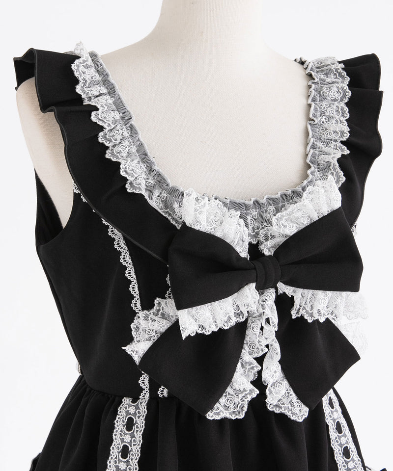 フリルたっぷりはしごレースリボンミニジャンスカ – レディース