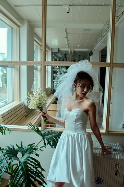 ハートカット サテン ミニドレス（W363）