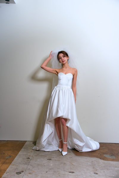 ハートカット サテン ミニドレス（W363）