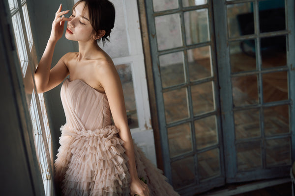 ベアトップ Aライン フリルドレス（W297DP）