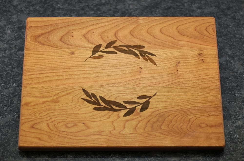 Personalized Butcher Block with Laurel Branches | Driftless Studios
