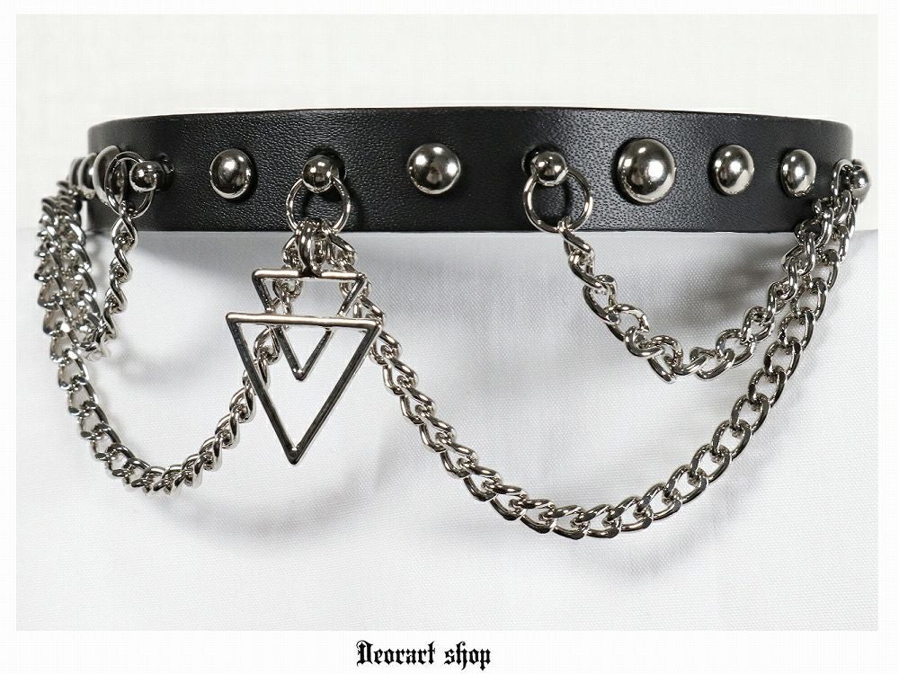 BY2135 トライアングル・チェーン チョーカー 首輪/ゴシック/パンク