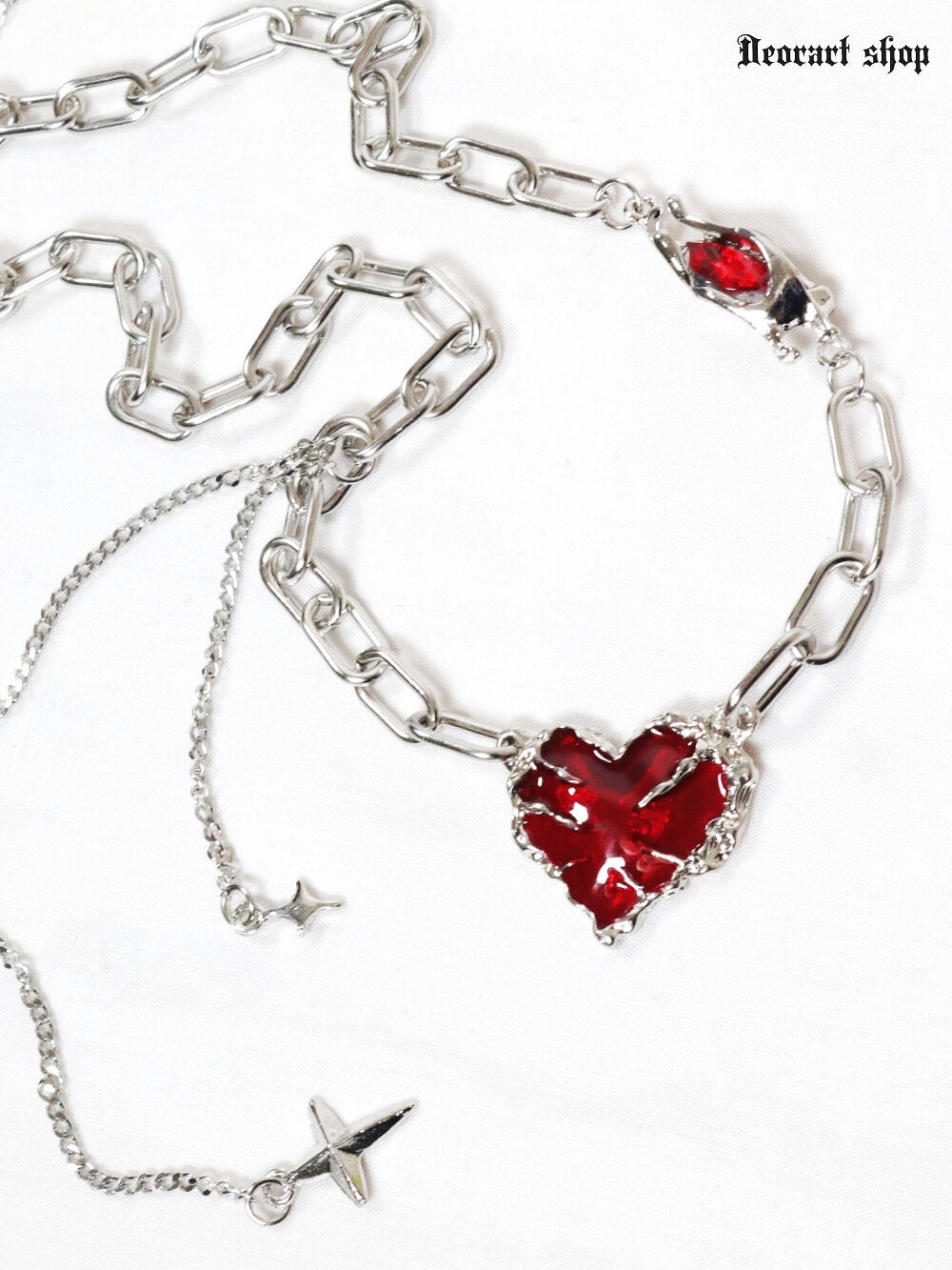BY1183 ブラッドハート・ ゴシックチェーン チョーカー[心臓・コウモリ