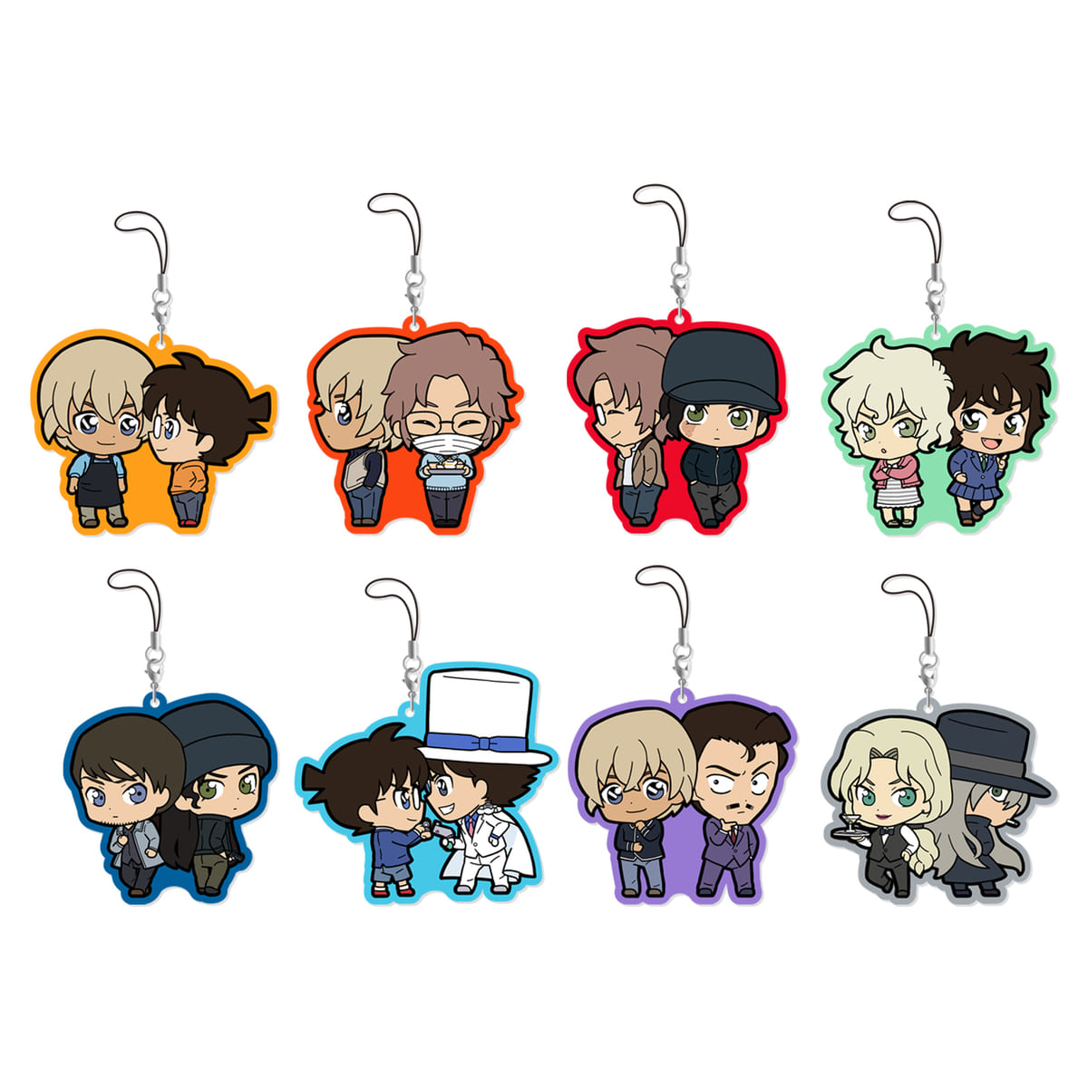 江戸川コナンや赤井秀一たちのラバーストラップと寝そべりぬいぐるみが