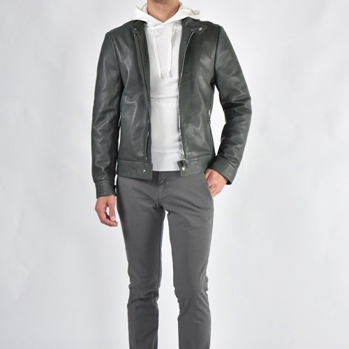 EMMETI ANDREA ラムナッパレザー 中綿 シングルライダースジャケット