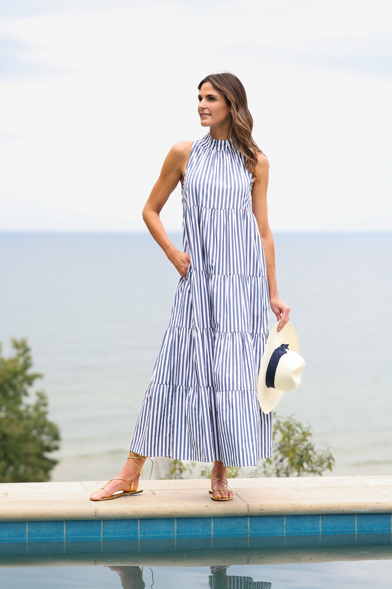 Rosalina Dress in Navy and White Classic Stripe – Duffield Lane