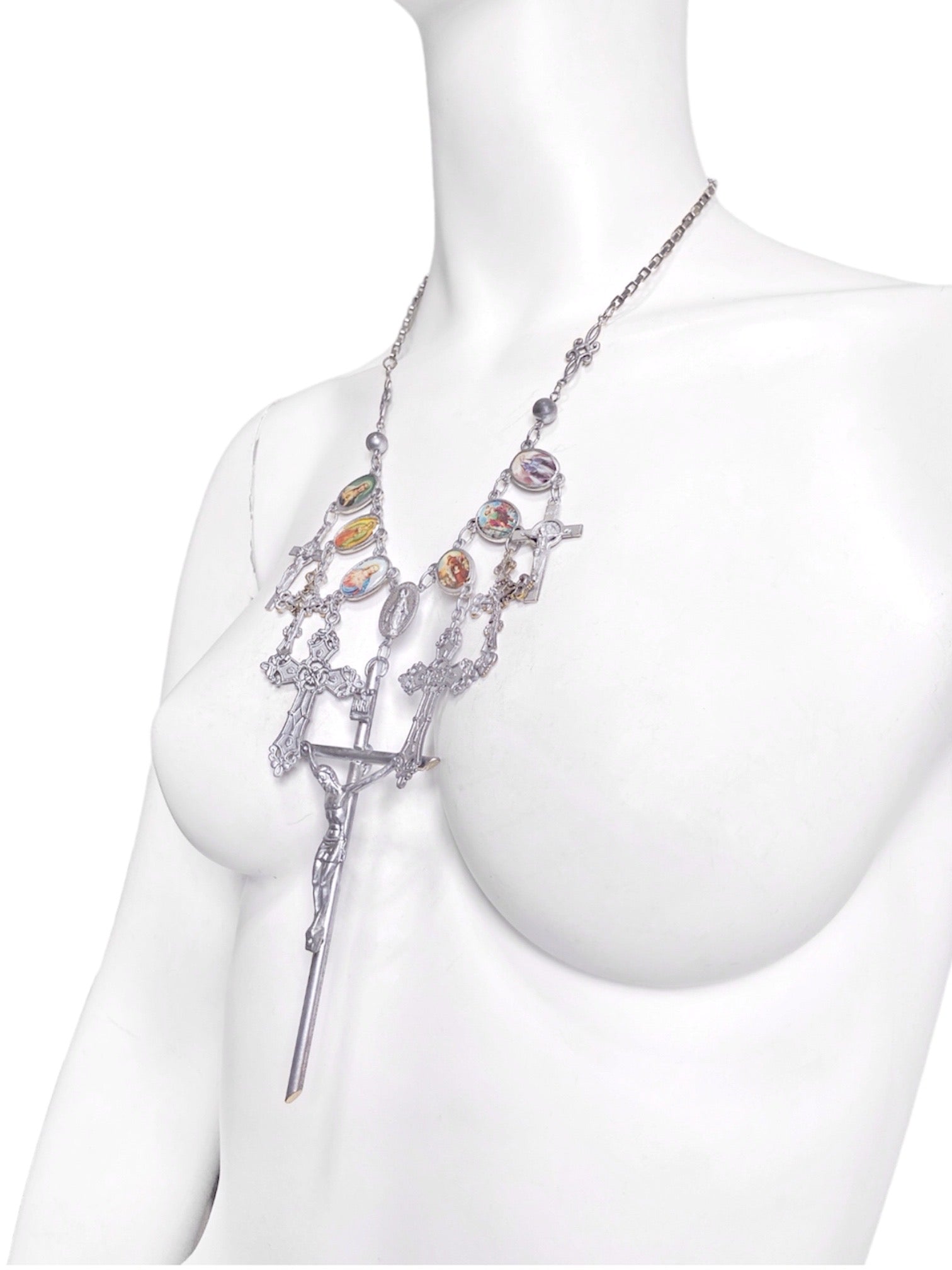 Jean Paul Gaultier 90S Sample 7 Cross Enamel Christian Pendant