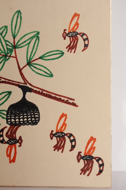 山下清「蜂」 色紙サインペン S2770｜骨董店 のびる 古美術 骨董 和風