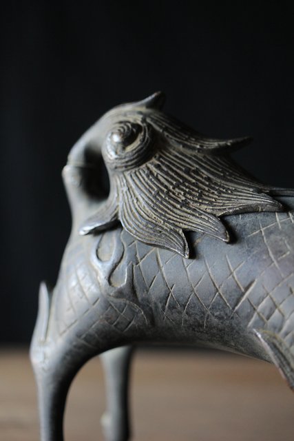 古銅 麒麟香炉 M195｜骨董店 のびる 古美術 骨董 和風建具 蔵戸 買取の