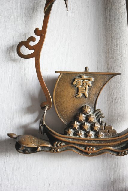 真鍮 宝船の自在鉤 M220｜骨董店 のびる 古美術 骨董 和風建具 蔵戸