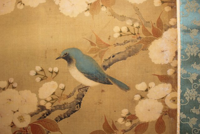 春木南江【桜花鳥】 絹本掛軸 Z190｜骨董店 のびる 古美術 骨董 和風